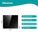 PLAQUE DE CUISSON ENCASTRABLE EN VERRE CÉRAMIQUE - 4 FEUX - 60X60 CM - ÉLECTRIQUE - NOIR HHU60CEEC