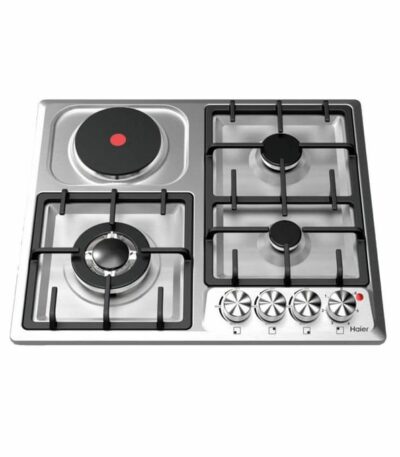 Plaque de Cuisson Encastrable Mixte - 4 Feux (3 Gaz + 1 Électrique) - Inox Durable - Modèle HOBF60FS