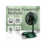 Portable Folding USB Rechargeable Fan 3 Speeds - Green