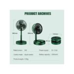 Portable Folding USB Rechargeable Fan 3 Speeds - Green