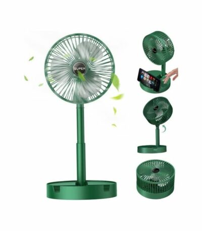 Portable Folding USB Rechargeable Fan 3 Speeds - Green