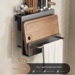 Porte-couteau + porte-planche à découper gobelet simple avec tige - Gris pistolet