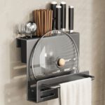 Porte-couteau + porte-planche à découper gobelet simple avec tige - Gris pistolet