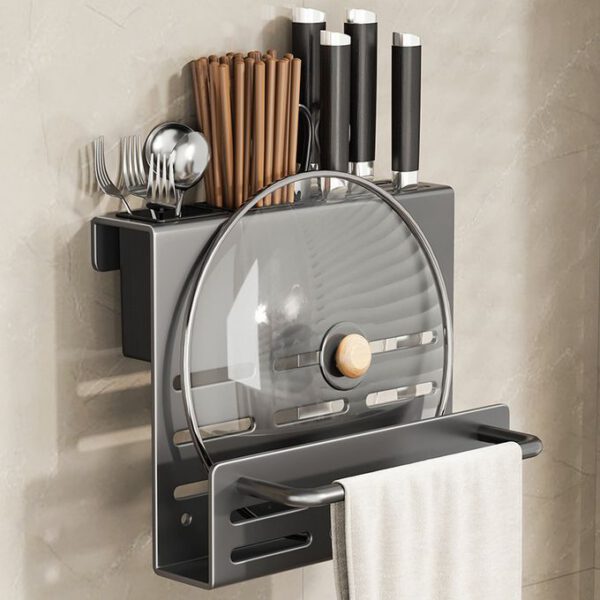 Porte-couteau + porte-planche à découper gobelet simple avec tige - Gris pistolet