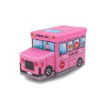 Pouf de rangement enfant voiture rouge