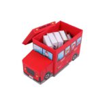 Pouf de rangement enfant voiture rouge