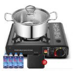 Réchaud à gaz extérieur Four à cassette Réchaud à cassette de camping à double usage Réchaud à alcane à brûleur unique portable pour extérieur intérieur