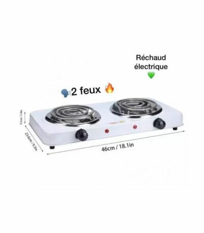 Réchaud électrique 2 feux blanc