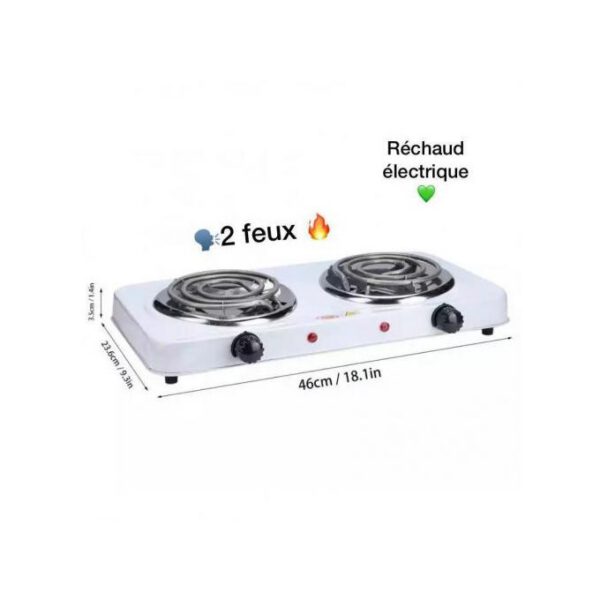 Réchaud électrique 2 feux blanc