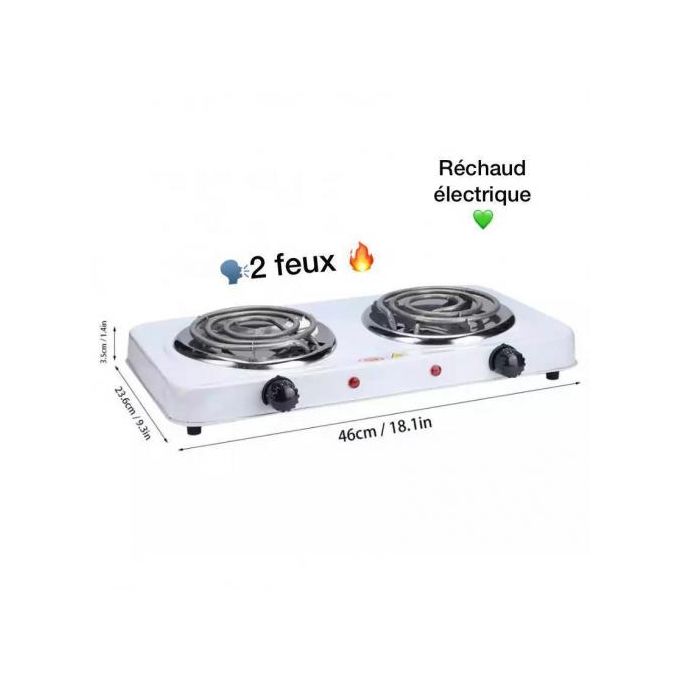Réchaud électrique 2 feux blanc