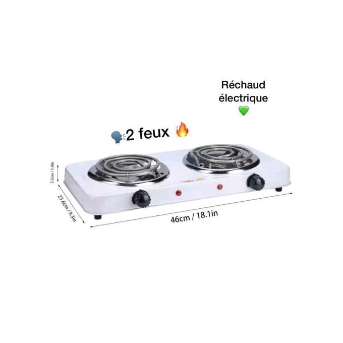 Réchaud électrique 2 feux blanc