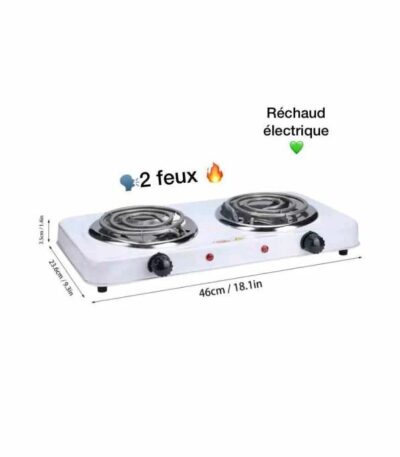 Réchaud électrique 2 feux blanc