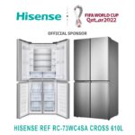 REFRIGERATEUR HISENSE SIDE BY SIDE 4PORTES 610LITRES CROSS RC73WC4SA