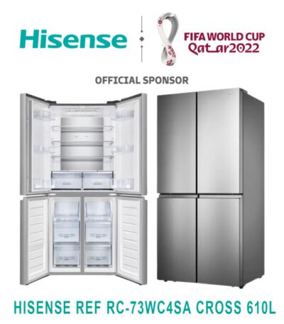 REFRIGERATEUR HISENSE SIDE BY SIDE 4PORTES 610LITRES CROSS RC73WC4SA