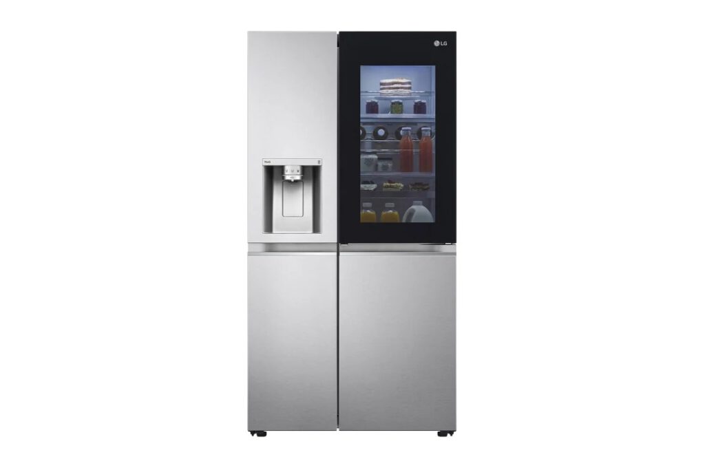 REFRIGERATEUR LG SIDE BY SIDE KNOCK KNOCK AVEC FONTAINE GRIS GCX257CSES