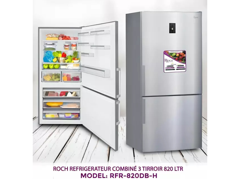 REFRIGERATEUR ROCH COMBINE 3TIROIRS 820LITRES GRIS RFR820DBH