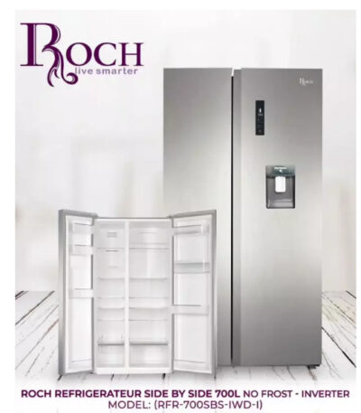 REFRIGERATEUR ROCH SIDE BY SIDE 2PORTES AVEC FONTAINE GRIS RFR700SBSIWD