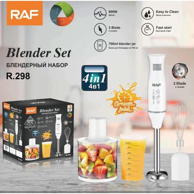 Set de Blender Mixeur Plongeant 4 en 1 R-298 - 800W