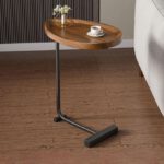 Table d'appoint ovale en forme de C en boit et metal -45 x 30 x 60 cm