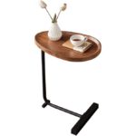 Table d'appoint ovale en forme de C en boit et metal -45 x 30 x 60 cm