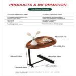 Table d'appoint ovale en forme de C en boit et metal -45 x 30 x 60 cm