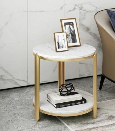 Table d'appoint pour salon et chambre a coucher en metal et bois