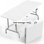 Table de jardin pliante 180x75xH74 cm Blanche Haute resistance Polypropylène Camping Réceptions