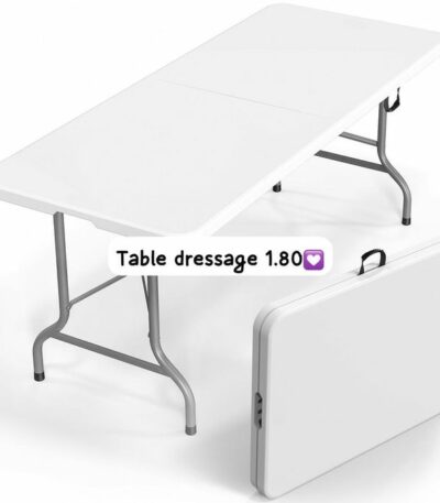 Table de jardin pliante 180x75xH74 cm Blanche Haute resistance Polypropylène Camping Réceptions