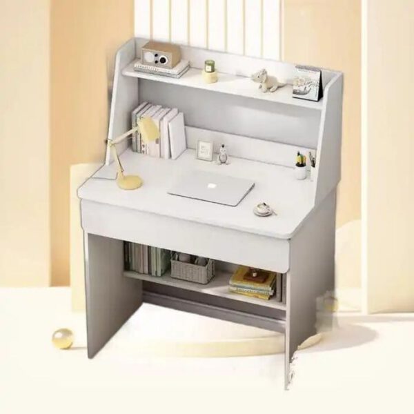Table Multifonctions avec Etagères pour Ordinateur / Bureau / Etude - Blanc