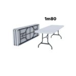 Table Pliable 1,80 Mètres en plastique avec pieds en métal - 4 pieds