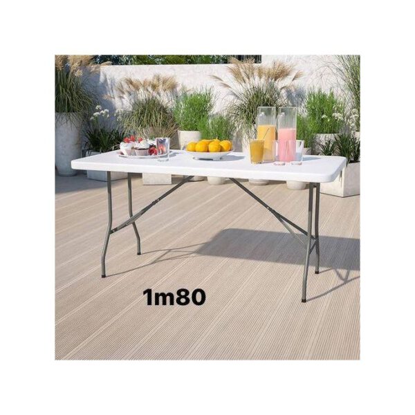 Table Pliable 1,80 Mètres en plastique avec pieds en métal - 4 pieds