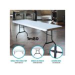 Table Pliable 1,80 Mètres en plastique avec pieds en métal - 4 pieds