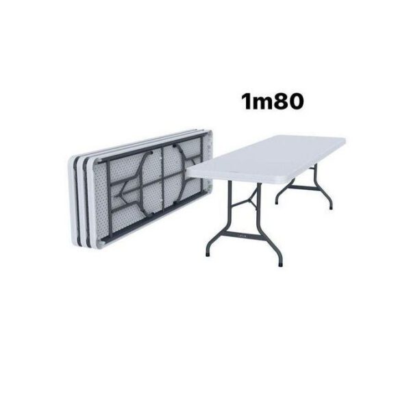 Table Pliable 1,80 Mètres en plastique avec pieds en métal - 4 pieds