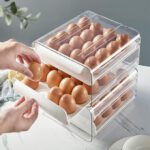 Tiroir de stockage d'œufs à 60 grilles pour réfrigérateur, support de stockage d'œufs transparent à double couche, boîte à œufs de cuisine peu encombrante, support de plateau à...