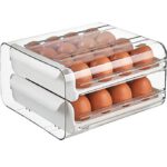 Tiroir de stockage d'œufs à 60 grilles pour réfrigérateur, support de stockage d'œufs transparent à double couche, boîte à œufs de cuisine peu encombrante, support de plateau à...