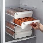 Tiroir de stockage d'œufs à 60 grilles pour réfrigérateur, support de stockage d'œufs transparent à double couche, boîte à œufs de cuisine peu encombrante, support de plateau à...