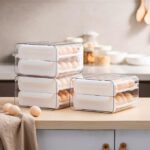 Tiroir de stockage d'œufs à 60 grilles pour réfrigérateur, support de stockage d'œufs transparent à double couche, boîte à œufs de cuisine peu encombrante, support de plateau à...
