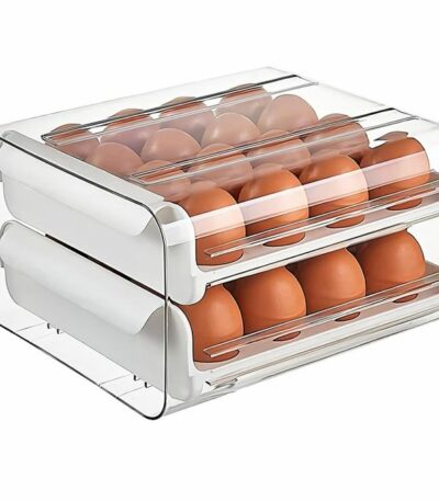 Tiroir de stockage d'œufs à 60 grilles pour réfrigérateur, support de stockage d'œufs transparent à double couche, boîte à œufs de cuisine peu encombrante, support de plateau à...