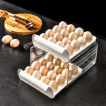 Tiroir de stockage d'œufs à 60 grilles pour réfrigérateur, support de stockage d'œufs transparent à double couche, boîte à œufs de cuisine peu encombrante, support de plateau à...