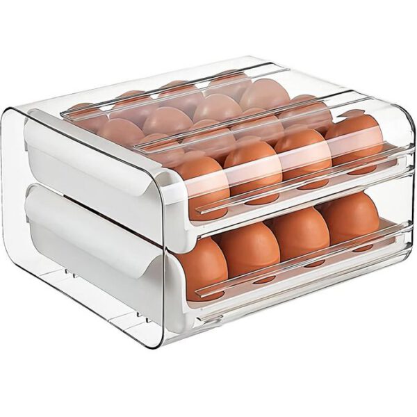 Tiroir de stockage d'œufs à 60 grilles pour réfrigérateur, support de stockage d'œufs transparent à double couche, boîte à œufs de cuisine peu encombrante, support de plateau à...