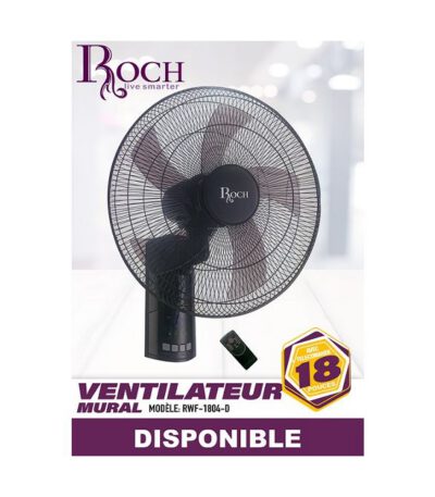 Ventilateur Mural 18″ Avec Télécommande – RWF-1805R-D - noir