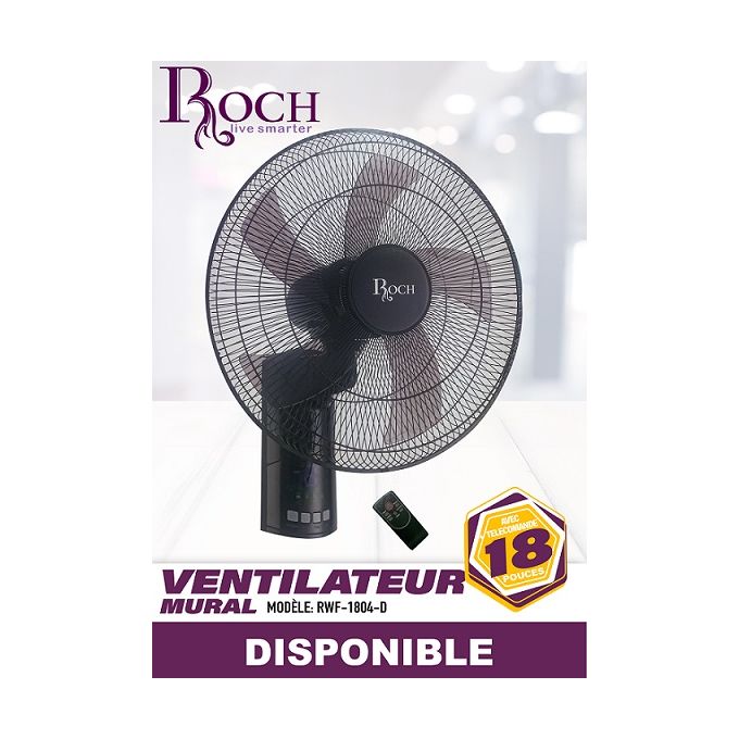 Ventilateur Mural 18″ Avec Télécommande – RWF-1805R-D - noir
