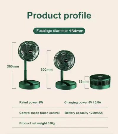 Ventilateur Portatif pliant télescopiques rechargeables USB avec boite cadeau V