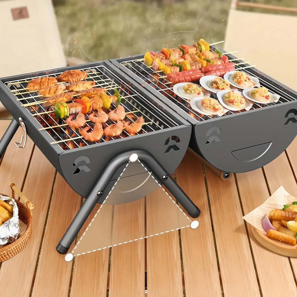 Grill à Charbon Portable Double Face – Barbecue Compact à Dakar, Sénégal