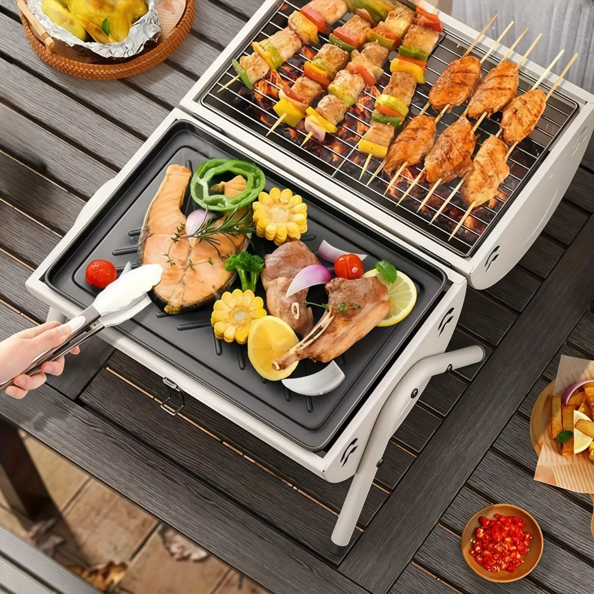 Grill à Charbon Portable Double Face – Barbecue Compact à Dakar, Sénégal