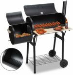 Barbecue Fumoir Charbon | Thermomètre & Cheminée | avec Étagères – Noir - Lenox Dakar Sénégal
