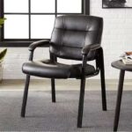 Chaise d’Attente Noire avec Cadre Métallique – Bureau et Salon de Beauté