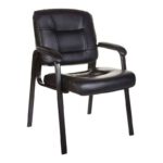 Chaise d’Attente Noire avec Cadre Métallique – Bureau et Salon de Beauté
