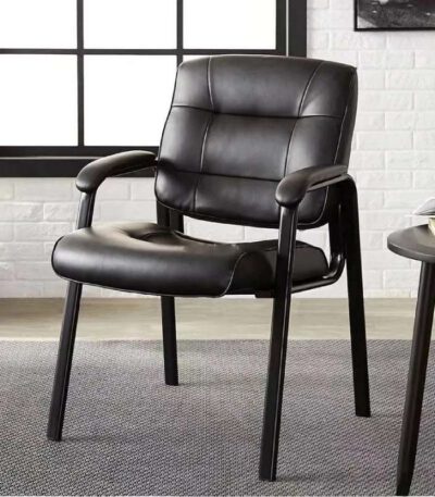 Chaise d’Attente Noire avec Cadre Métallique – Bureau et Salon de Beauté