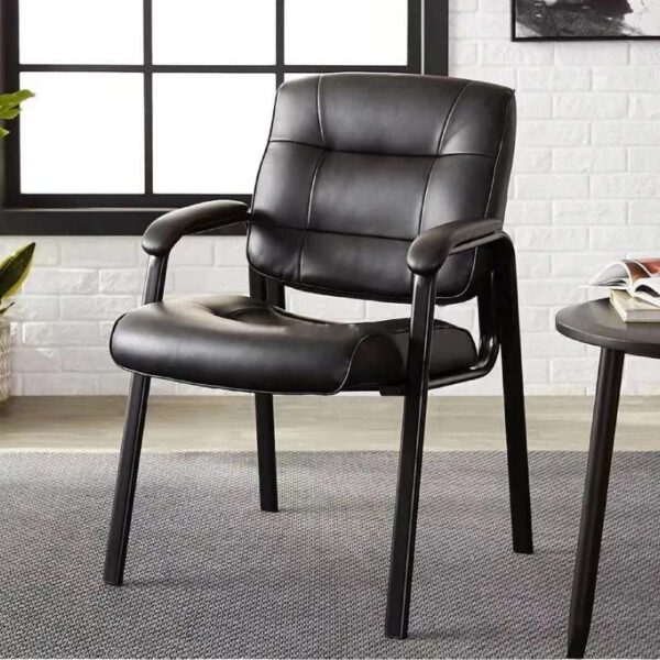 Chaise d’Attente Noire avec Cadre Métallique – Bureau et Salon de Beauté